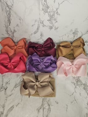 Baby Girl Satin Big Bow Headband Lot